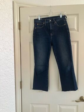 GAP Dark Blue Cropped Raw-Hem Jeans